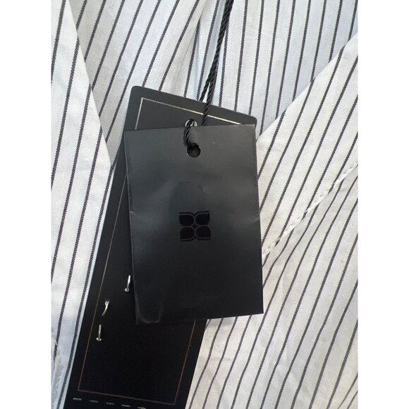 BCBGMAXAZRIA Button Front Striped Midi Dress Womens Small White Black Formal NEW - Picture 8 of 15